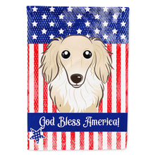 Load image into Gallery viewer, Longhair Creme Dachshund Flag Canvas House Size BB2142CHF