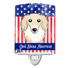 Load image into Gallery viewer, American Flag and Longhair Creme Dachshund Ceramic Night Light BB2142CNL