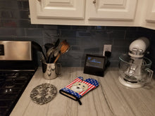 Load image into Gallery viewer, American Flag and Longhair Creme Dachshund Oven Mitt BB2142OVMT