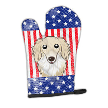 Load image into Gallery viewer, American Flag and Longhair Creme Dachshund Oven Mitt BB2142OVMT