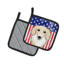 Load image into Gallery viewer, American Flag and Longhair Creme Dachshund Pot Holders - Set of 2 - Heat-Resistant Kitchen Essentials BB2142PTHD