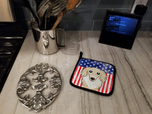 Load image into Gallery viewer, American Flag and Longhair Creme Dachshund Pot Holders - Set of 2 - Heat-Resistant Kitchen Essentials BB2142PTHD