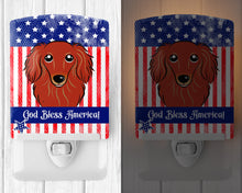 Load image into Gallery viewer, American Flag and Longhair Red Dachshund Ceramic Night Light BB2144CNL
