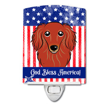 Load image into Gallery viewer, American Flag and Longhair Red Dachshund Ceramic Night Light BB2144CNL