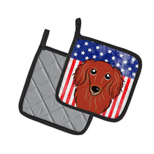 Load image into Gallery viewer, American Flag and Longhair Red Dachshund Pot Holders - Set of 2 - Heat-Resistant Kitchen Essentials BB2144PTHD