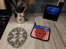 Load image into Gallery viewer, American Flag and Longhair Red Dachshund Pot Holders - Set of 2 - Heat-Resistant Kitchen Essentials BB2144PTHD
