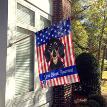 Load image into Gallery viewer, Smooth Black and Tan Dachshund Flag Canvas House Size BB2145CHF