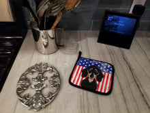 Load image into Gallery viewer, American Flag and Smooth Black and Tan Dachshund Pot Holders - Set of 2 - Heat-Resistant Kitchen Essentials BB2145PTHD