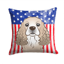 Load image into Gallery viewer, American Flag and Cocker Spaniel Throw Pillow - 14x14 Decorative Pillow – Art for Your Home &amp; Patio BB2146PW1414