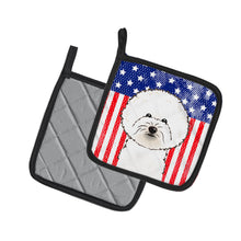 Load image into Gallery viewer, American Flag and Bichon Frise Pot Holders - Set of 2 - Heat-Resistant Kitchen Essentials BB2147PTHD