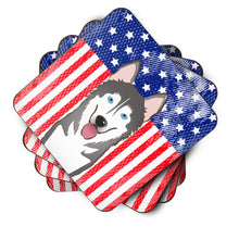 Load image into Gallery viewer, American Flag and Alaskan Malamute Foam Coaster