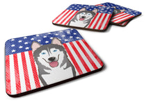 Load image into Gallery viewer, American Flag and Alaskan Malamute Foam Coaster