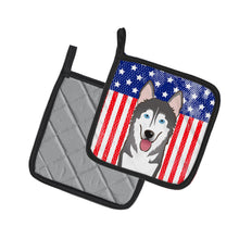 Load image into Gallery viewer, American Flag and Alaskan Malamute Pot Holders - Set of 2 - Heat-Resistant Kitchen Essentials BB2148PTHD