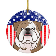 Load image into Gallery viewer, American Flag and English Bulldog Ceramic Ornament