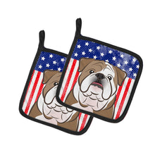 Load image into Gallery viewer, American Flag and English Bulldog Pot Holders - Set of 2 - Heat-Resistant Kitchen Essentials BB2149PTHD
