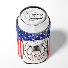 Load image into Gallery viewer, American Flag and White English Bulldog  Can or Bottle Hugger BB2150CC
