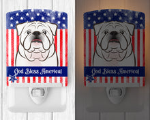 Load image into Gallery viewer, American Flag and White English Bulldog  Ceramic Night Light BB2150CNL