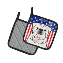 Load image into Gallery viewer, American Flag and White English Bulldog Pot Holders - Set of 2 - Heat-Resistant Kitchen Essentials BB2150PTHD