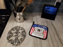 Load image into Gallery viewer, American Flag and White English Bulldog Pot Holders - Set of 2 - Heat-Resistant Kitchen Essentials BB2150PTHD