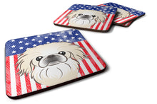 Load image into Gallery viewer, American Flag and Pekingese Foam Coaster