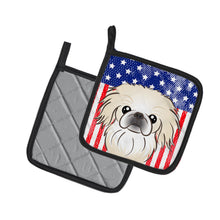 Load image into Gallery viewer, American Flag and Pekingese Pot Holders - Set of 2 - Heat-Resistant Kitchen Essentials BB2151PTHD