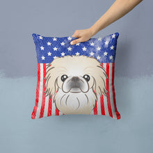 Load image into Gallery viewer, American Flag and Pekingese Throw Pillow - 14x14 Decorative Pillow – Art for Your Home &amp; Patio BB2151PW1414