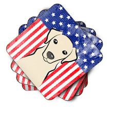 Load image into Gallery viewer, American Flag and Yellow Labrador Foam Coaster