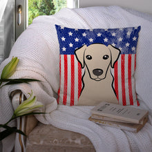 Load image into Gallery viewer, American Flag and Yellow Labrador Throw Pillow - 14x14 Decorative Pillow – Art for Your Home &amp; Patio BB2152PW1414