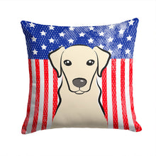 Load image into Gallery viewer, American Flag and Yellow Labrador Throw Pillow - 14x14 Decorative Pillow – Art for Your Home &amp; Patio BB2152PW1414