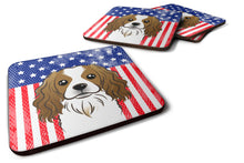 Load image into Gallery viewer, American Flag and Cavalier Spaniel Foam Coaster