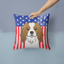 Load image into Gallery viewer, American Flag and Cavalier Spaniel Throw Pillow - 14x14 Decorative Pillow – Art for Your Home &amp; Patio BB2154PW1414