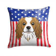 Load image into Gallery viewer, American Flag and Cavalier Spaniel Throw Pillow - 14x14 Decorative Pillow – Art for Your Home &amp; Patio BB2154PW1414