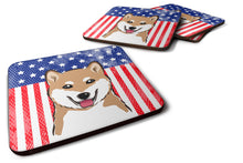 Load image into Gallery viewer, American Flag and Shiba Inu Foam Coaster