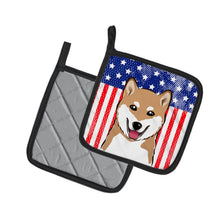 Load image into Gallery viewer, American Flag and Shiba Inu Pot Holders - Set of 2 - Heat-Resistant Kitchen Essentials BB2155PTHD