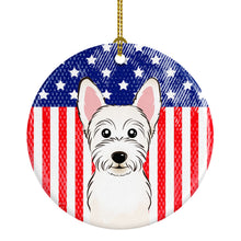 Load image into Gallery viewer, American Flag and Westie Ceramic Ornament BB2156CO1