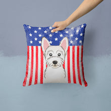 Load image into Gallery viewer, American Flag and Westie Throw Pillow - 14x14 Decorative Pillow – Art for Your Home &amp; Patio BB2156PW1414