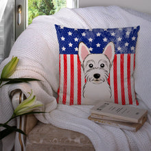 Load image into Gallery viewer, American Flag and Westie Throw Pillow - 14x14 Decorative Pillow – Art for Your Home &amp; Patio BB2156PW1414