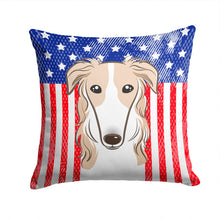 Load image into Gallery viewer, American Flag and Borzoi Throw Pillow - 14x14 Decorative Pillow – Art for Your Home &amp; Patio BB2158PW1414