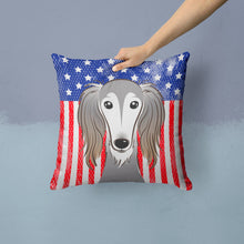 Load image into Gallery viewer, American Flag and Saluki Throw Pillow - 14x14 Decorative Pillow – Art for Your Home &amp; Patio BB2159PW1414