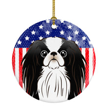 Load image into Gallery viewer, American Flag and Japanese Chin Ceramic Ornament BB2160CO1