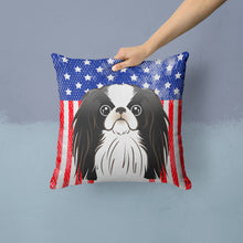 Load image into Gallery viewer, American Flag and Japanese Chin Throw Pillow - 14x14 Decorative Pillow – Art for Your Home &amp; Patio BB2160PW1414