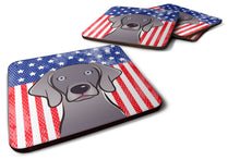 Load image into Gallery viewer, American Flag and Weimaraner Foam Coaster