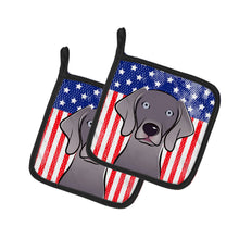 Load image into Gallery viewer, American Flag and Weimaraner Pot Holders - Set of 2 - Heat-Resistant Kitchen Essentials BB2161PTHD
