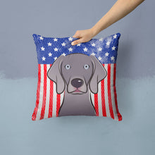 Load image into Gallery viewer, American Flag and Weimaraner Throw Pillow - 14x14 Decorative Pillow – Art for Your Home &amp; Patio BB2161PW1414