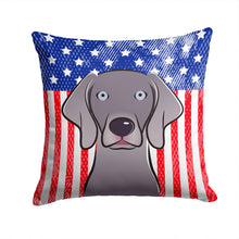 Load image into Gallery viewer, American Flag and Weimaraner Throw Pillow - 14x14 Decorative Pillow – Art for Your Home &amp; Patio BB2161PW1414