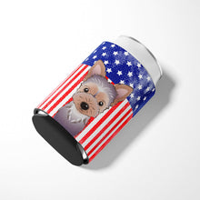 Load image into Gallery viewer, American Flag and Yorkie Puppy Can or Bottle Hugger BB2162CC