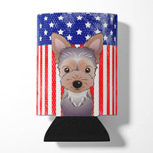 Load image into Gallery viewer, American Flag and Yorkie Puppy Can or Bottle Hugger BB2162CC