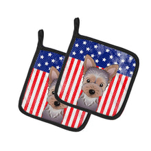 Load image into Gallery viewer, American Flag and Yorkie Puppy Pot Holders - Set of 2 - Heat-Resistant Kitchen Essentials BB2162PTHD