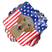 Load image into Gallery viewer, American Flag and Wirehaired Dachshund Foam Coaster
