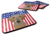 Load image into Gallery viewer, American Flag and Wirehaired Dachshund Foam Coaster
